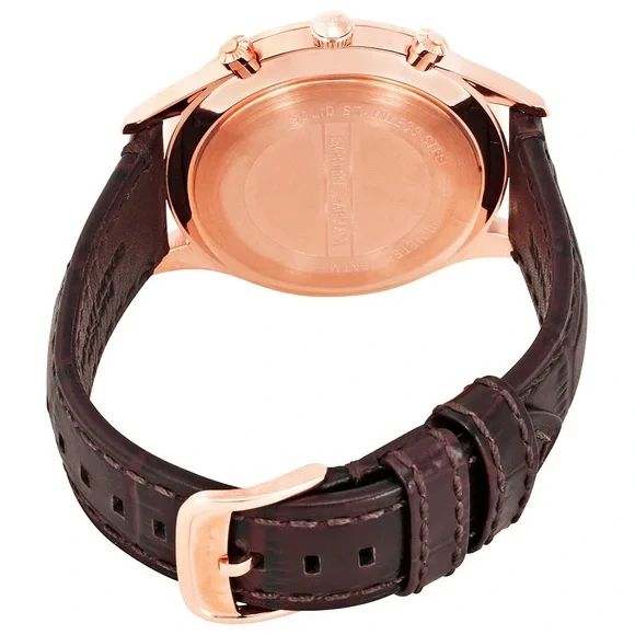 Emporio Armani Classic Chronograph Burgundy Dial Leather Strap Watch for Men - Picture 4 of 12